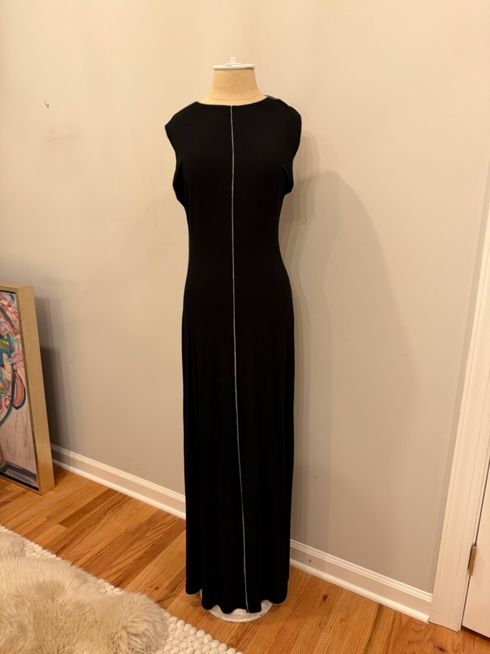DISSH Black Sleeveless Maxi Dress with Center Stitch Detail